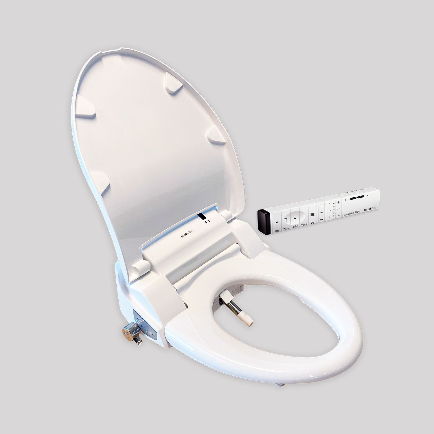 Inteliclean-A9000R-open-lid-angled-view-remote